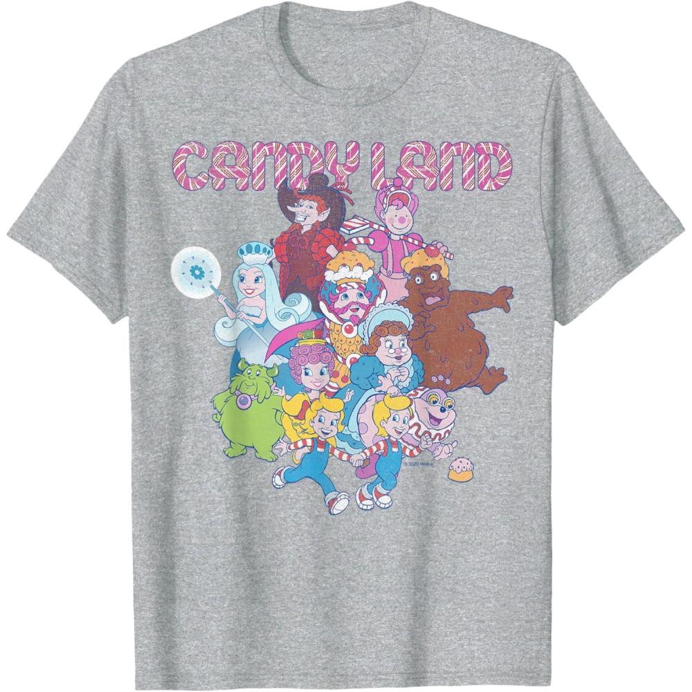 imageCandy Land Retro Game Characters Group Shot Logo TShirtHeather Grey