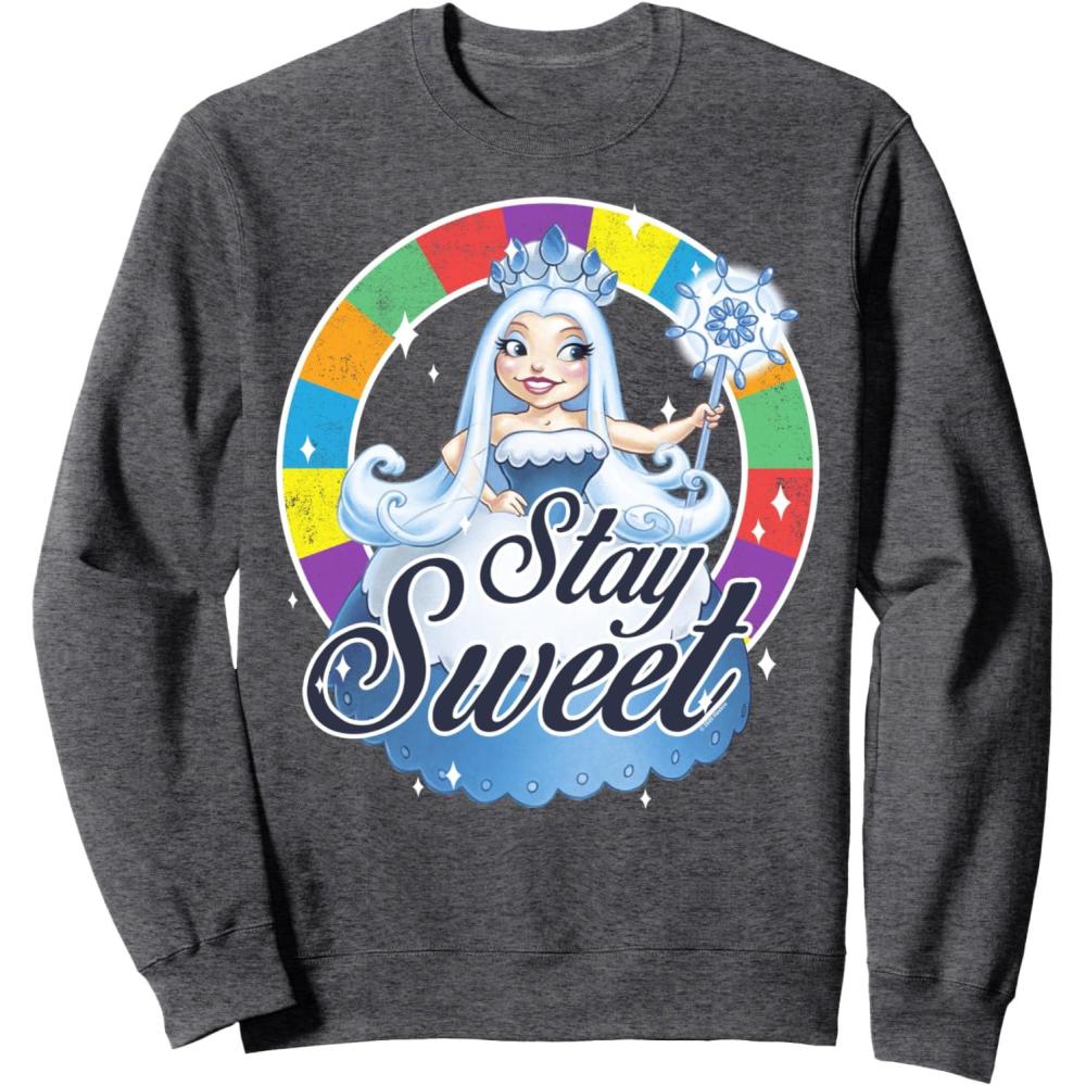 imageCandy Land Stay Sweet Princess Frostine Game Wheel Logo SweatshirtDark Heather Grey