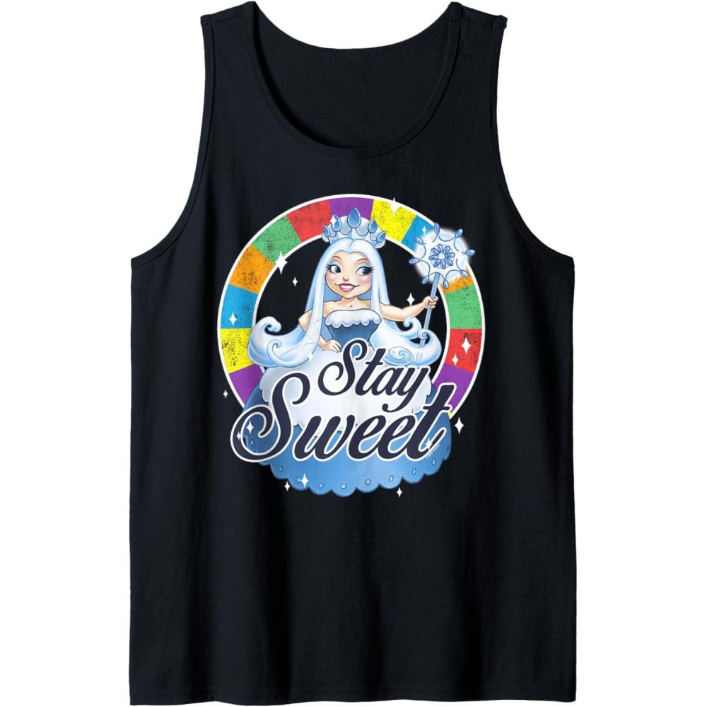 imageCandy Land Stay Sweet Princess Frostine Game Wheel Logo Tank TopBlack