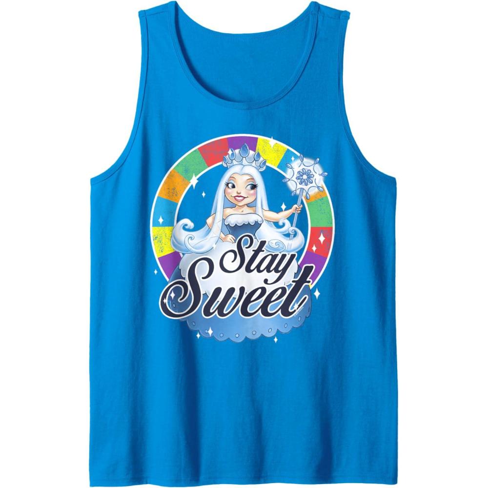 imageCandy Land Stay Sweet Princess Frostine Game Wheel Logo Tank TopSapphire Blue