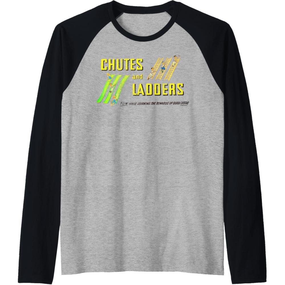 imageChutes And Ladders Classic Logo Raglan Baseball TeeBlackAthletic Heather