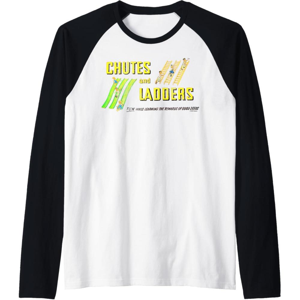 imageChutes And Ladders Classic Logo Raglan Baseball TeeBlackWhite