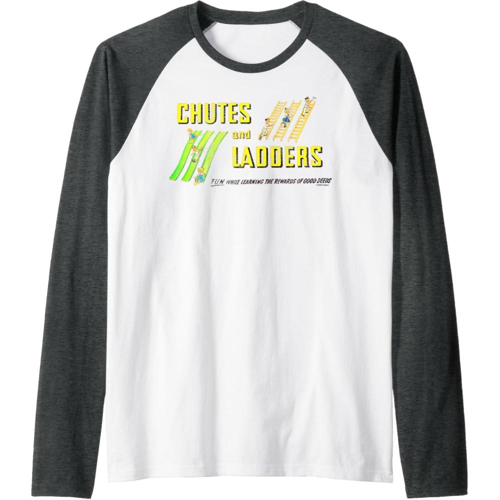 imageChutes And Ladders Classic Logo Raglan Baseball TeeDark Heather GreyWhite
