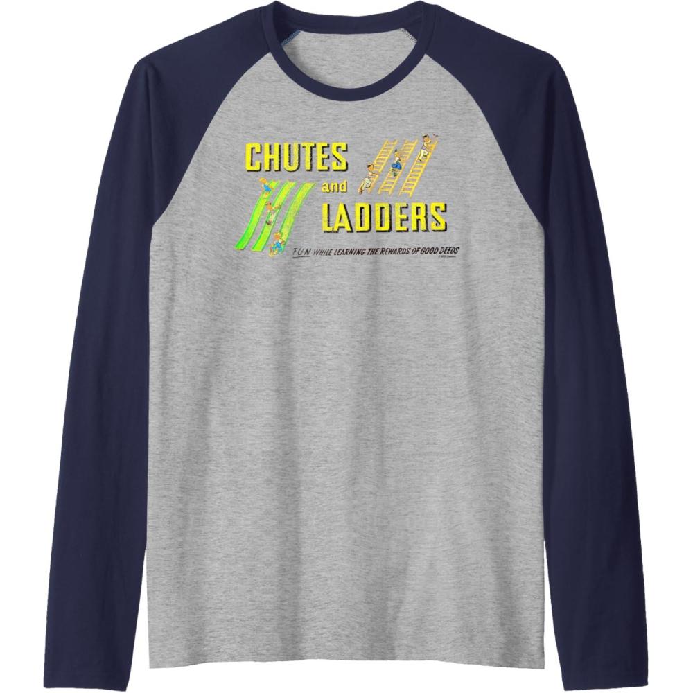 imageChutes And Ladders Classic Logo Raglan Baseball TeeNavy BlueAthletic Heather