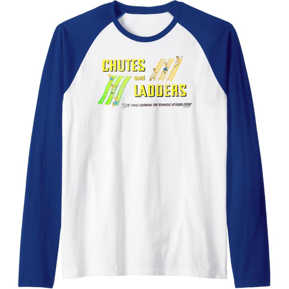 imageChutes And Ladders Classic Logo Raglan Baseball TeeRoyal BlueWhite