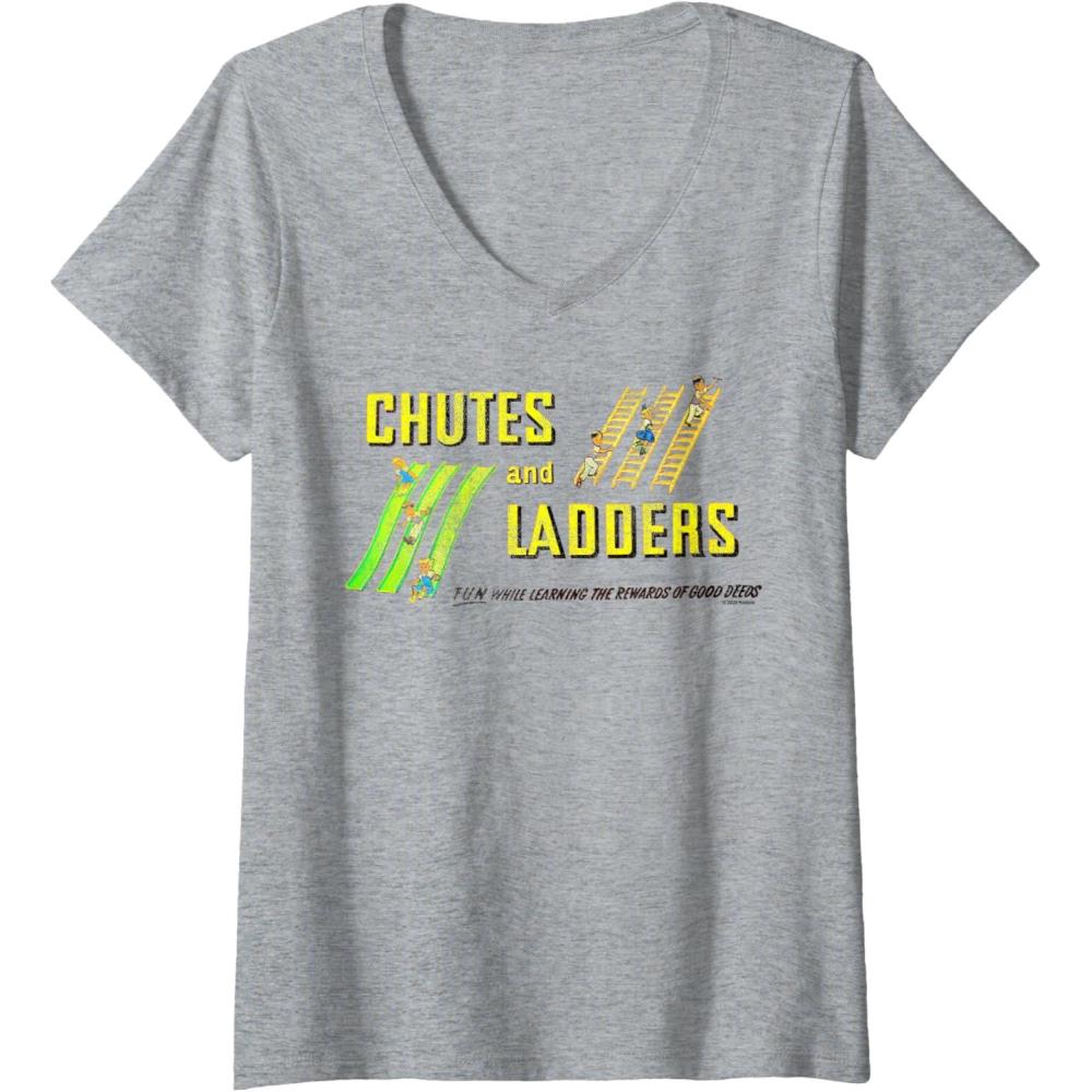 imageChutes And Ladders Classic Logo VNeck TShirtHeather Grey