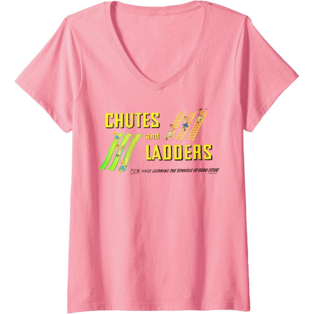 imageChutes And Ladders Classic Logo VNeck TShirtPink