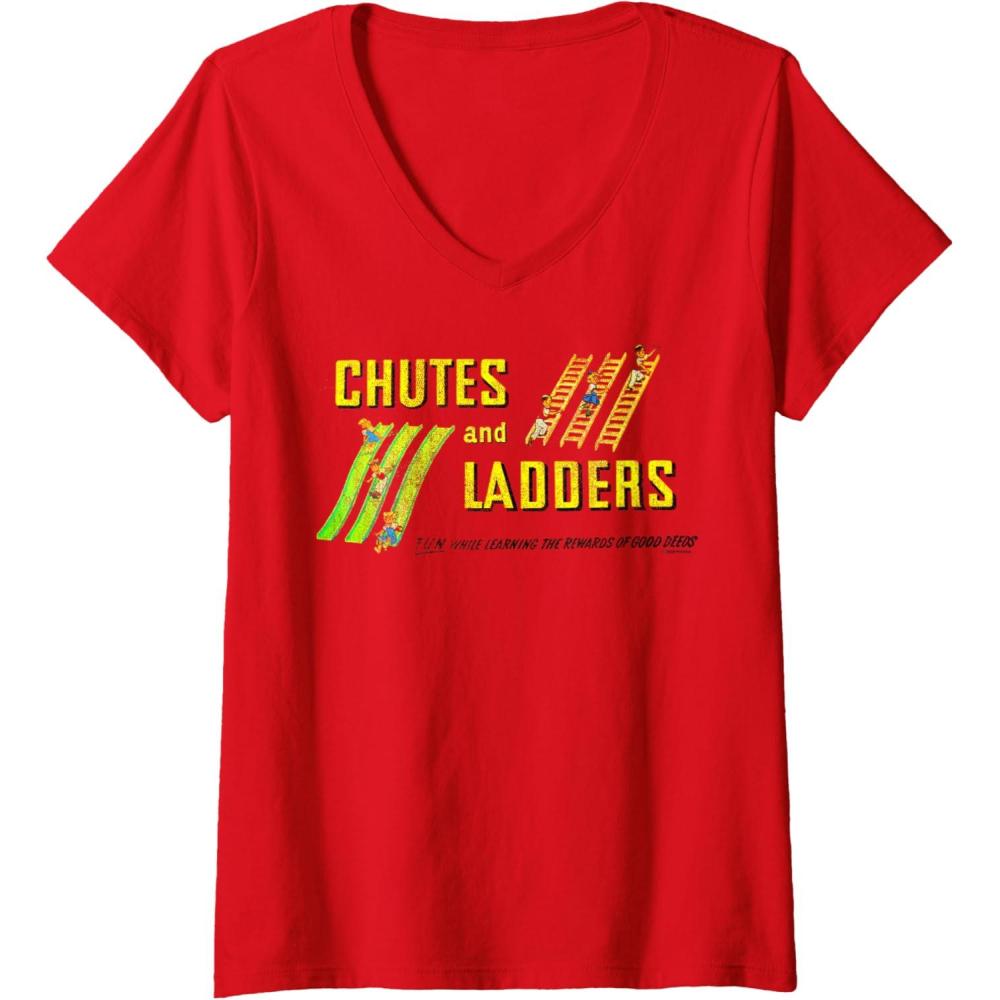imageChutes And Ladders Classic Logo VNeck TShirtRed