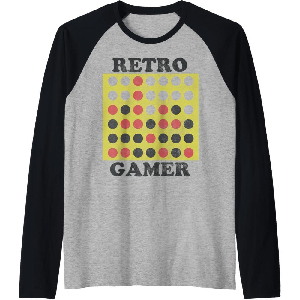 imageConnect Four Retro Gamer Board Raglan Baseball TeeBlackAthletic Heather