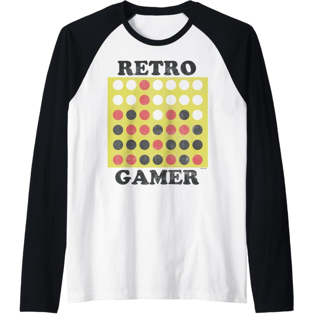 imageConnect Four Retro Gamer Board Raglan Baseball TeeBlackWhite