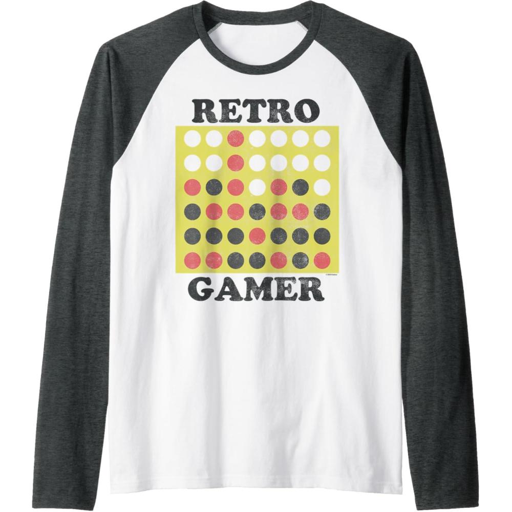 imageConnect Four Retro Gamer Board Raglan Baseball TeeDark Heather GreyWhite