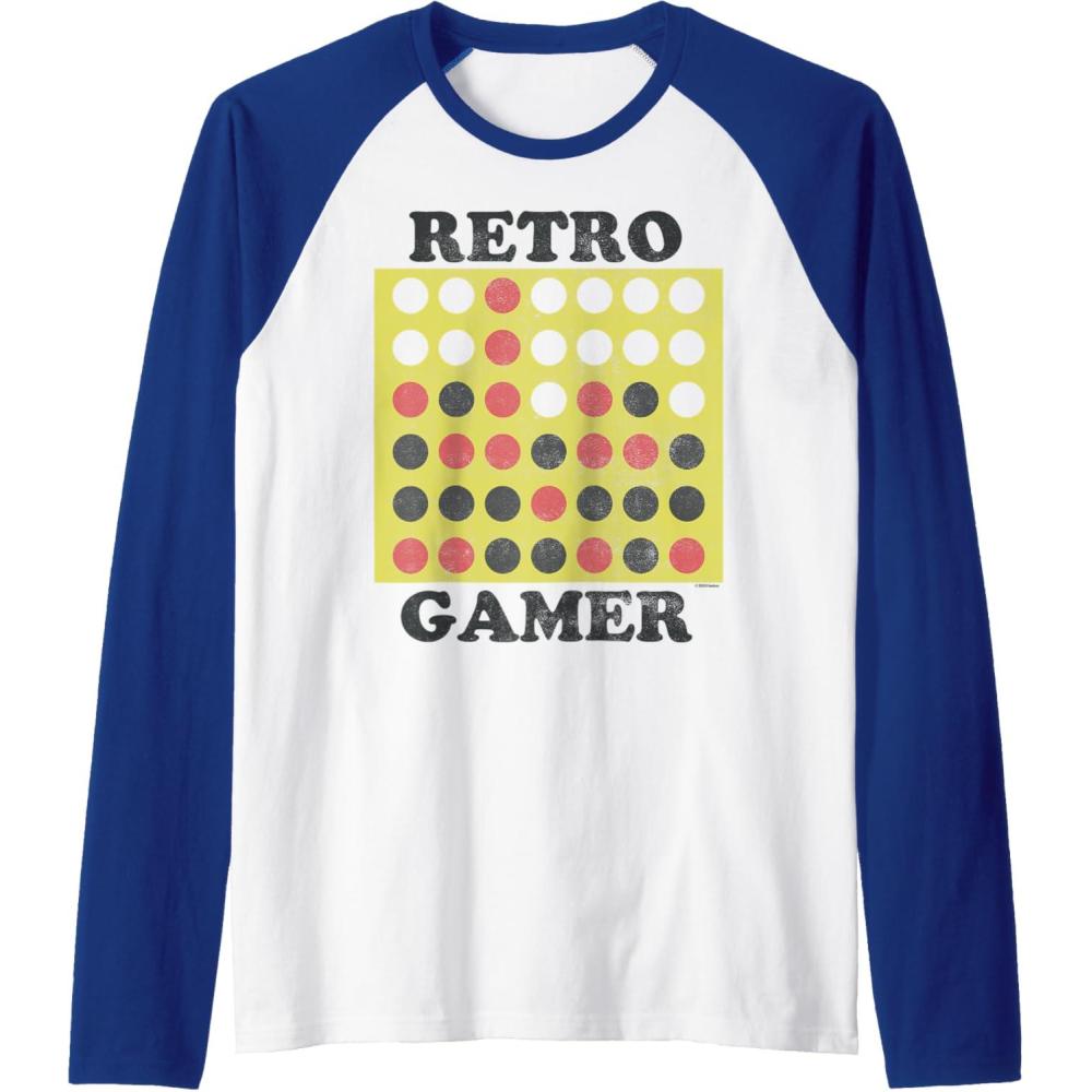 imageConnect Four Retro Gamer Board Raglan Baseball TeeRoyal BlueWhite