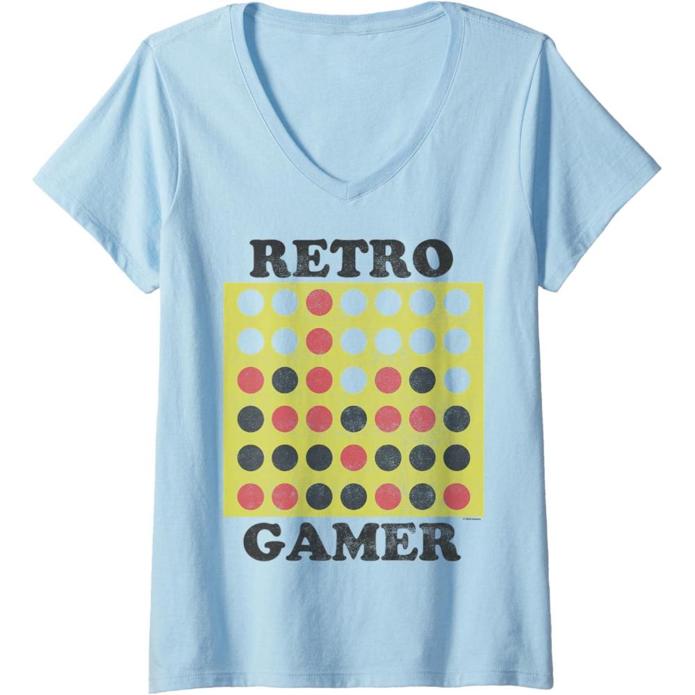 imageConnect Four Retro Gamer Board VNeck TShirtBaby Blue