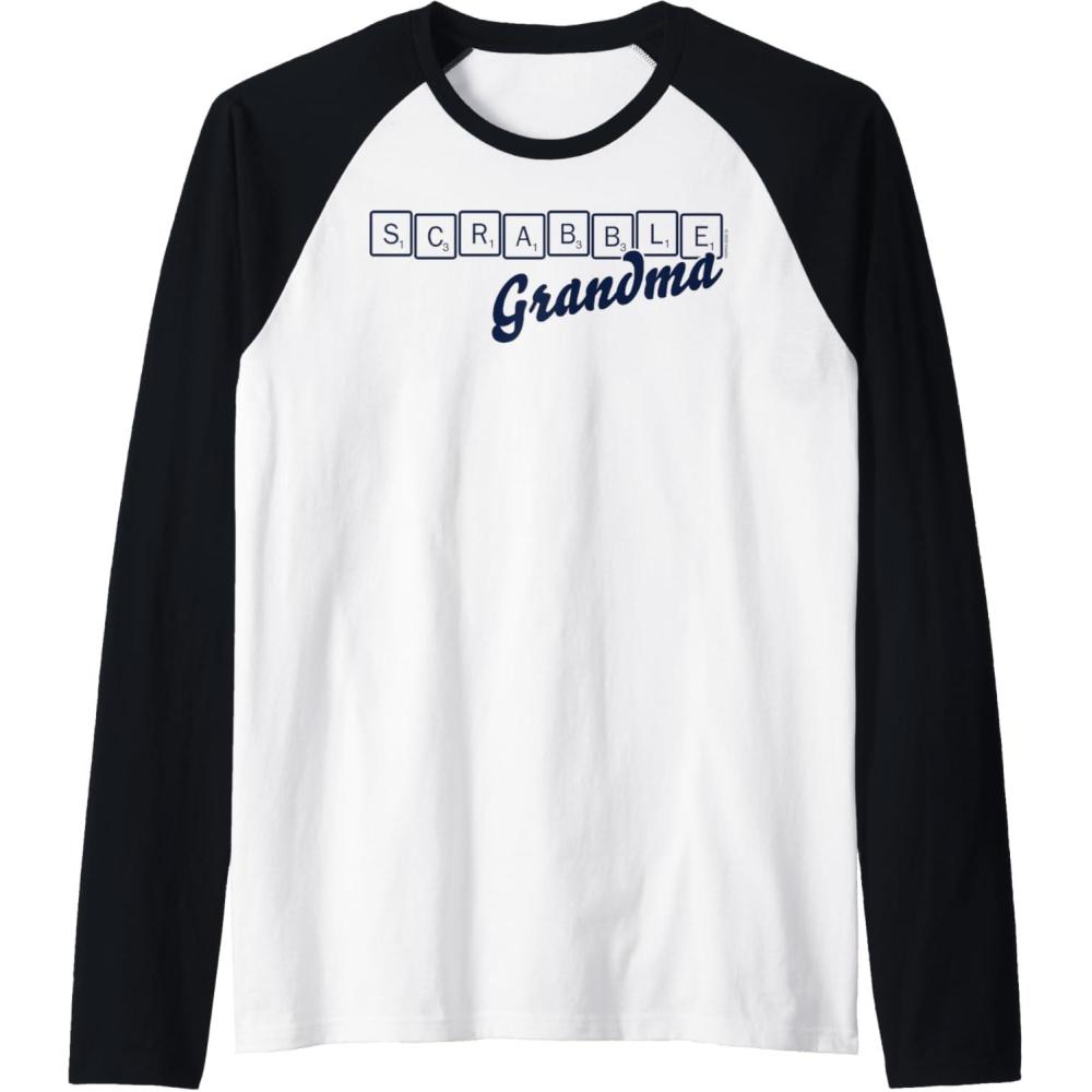 imageScrabble Grandma Tiles Raglan Baseball TeeBlackWhite