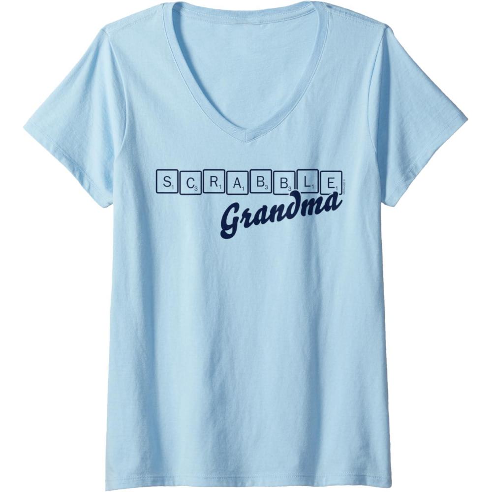imageScrabble Grandma Tiles VNeck TShirtBaby Blue