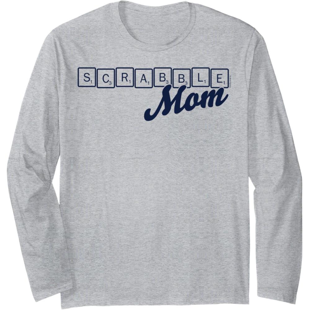 imageScrabble Mothers Day Mom Tiles Logo Long Sleeve TShirtHeather Grey