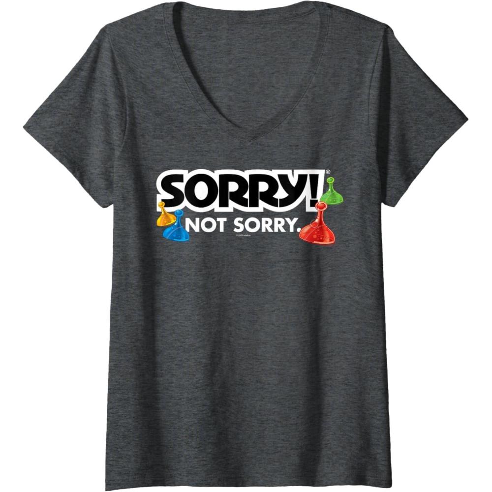 imageWomens Sorry Not Sorry Logo VNeck TShirtDark Heather Grey