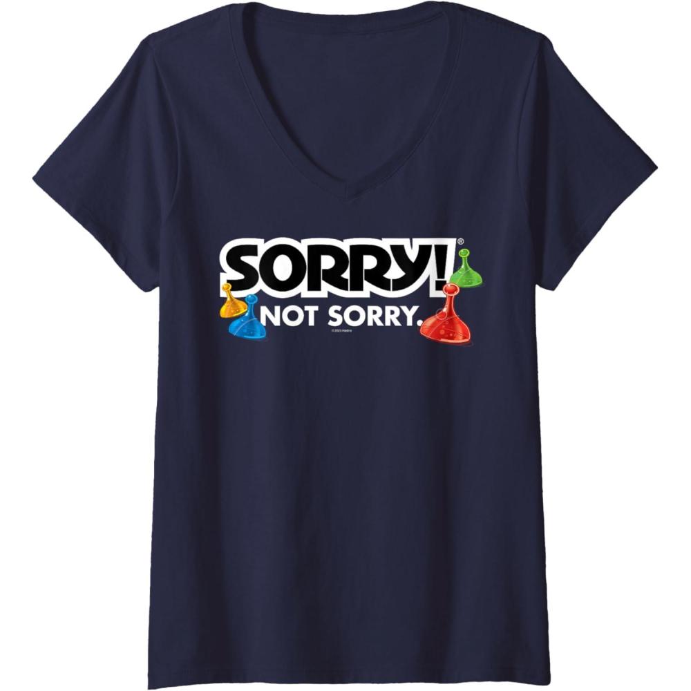 imageWomens Sorry Not Sorry Logo VNeck TShirtNavy Blue