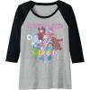Candy Land Retro Game Characters Group Shot Logo Raglan Baseball Tee(Black/Athletic Heather)