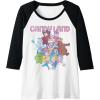 Candy Land Retro Game Characters Group Shot Logo Raglan Baseball Tee(Black/White)