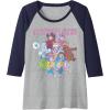 Candy Land Retro Game Characters Group Shot Logo Raglan Baseball Tee(Navy Blue/Athletic Heather)