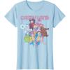 Candy Land Retro Game Characters Group Shot Logo T-Shirt(Baby Blue)