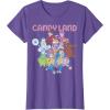 Candy Land Retro Game Characters Group Shot Logo T-Shirt(Purple Heather)