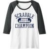 Scrabble Word Genius Scrabble Champion Raglan Baseball Tee(Dark Heather Grey/White)
