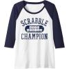 Scrabble Word Genius Scrabble Champion Raglan Baseball Tee(Navy Blue/White)