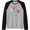 Candy Land Retro Game Characters Group Shot Logo Raglan Baseball Tee(Black/Athletic Heather)