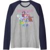 Candy Land Retro Game Characters Group Shot Logo Raglan Baseball Tee(Navy Blue/Athletic Heather)