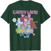 Candy Land Retro Game Characters Group Shot Logo T-Shirt(Dark Green)
