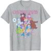 Candy Land Retro Game Characters Group Shot Logo T-Shirt(Heather Grey)