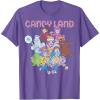 Candy Land Retro Game Characters Group Shot Logo T-Shirt(Purple Heather)