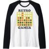 Connect Four Retro Gamer Board Raglan Baseball Tee(Black/White)