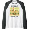 Connect Four Retro Gamer Board Raglan Baseball Tee(Dark Heather Grey/White)