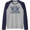Scrabble Word Genius Scrabble Champion Raglan Baseball Tee(Navy Blue/Athletic Heather)