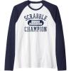 Scrabble Word Genius Scrabble Champion Raglan Baseball Tee(Navy Blue/White)