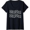 Womens Scrabble Word Nerd Tiles V-Neck T-Shirt(Black)