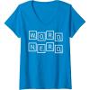 Womens Scrabble Word Nerd Tiles V-Neck T-Shirt(Sapphire Blue)
