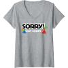 Womens Sorry Not Sorry Logo V-Neck T-Shirt(Heather Grey)