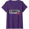 Womens Sorry Not Sorry Logo V-Neck T-Shirt(Purple)