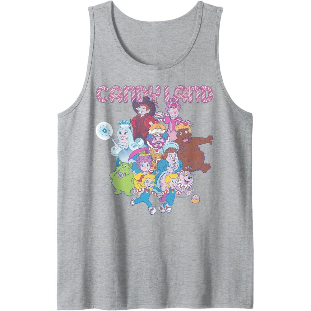 imageCandy Land Retro Game Characters Group Shot Logo Tank TopHeather Grey