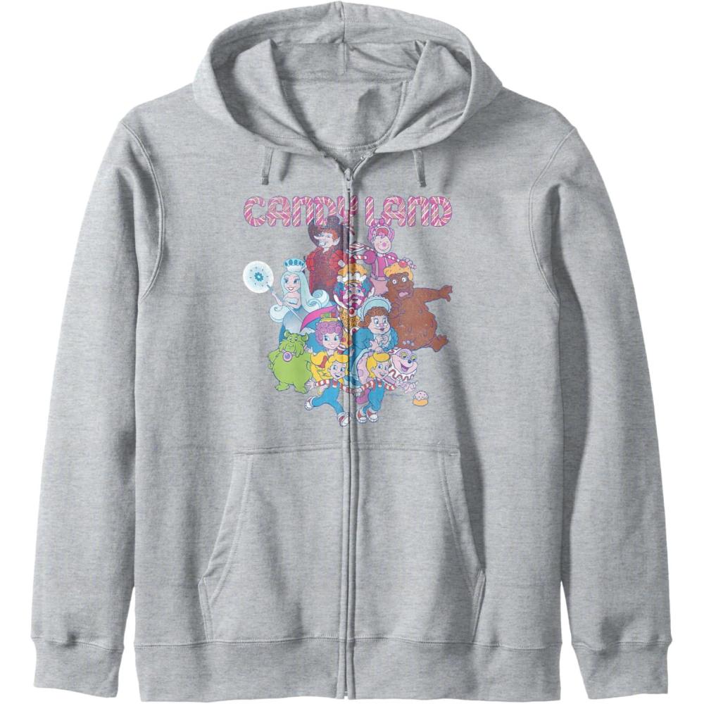 imageCandy Land Retro Game Characters Group Shot Logo Zip HoodieHeather Grey