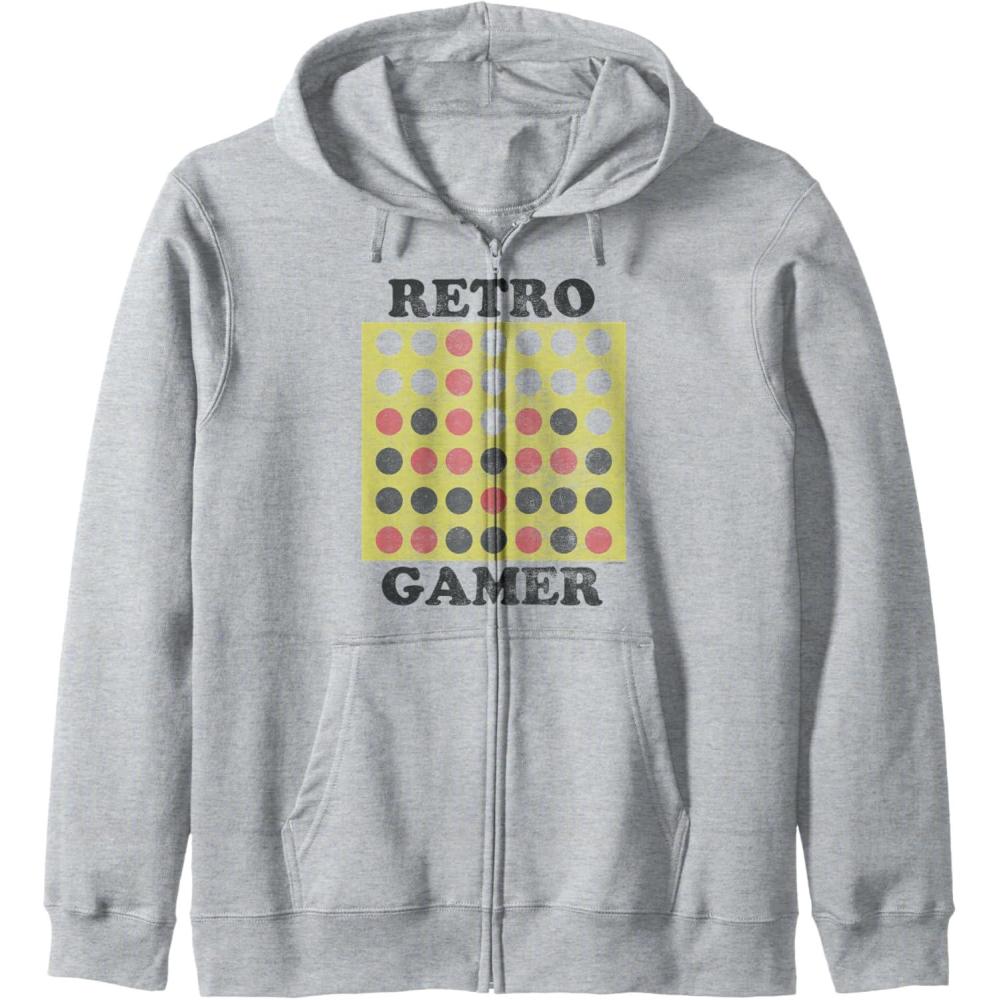 imageConnect Four Retro Gamer Board Zip HoodieHeather Grey