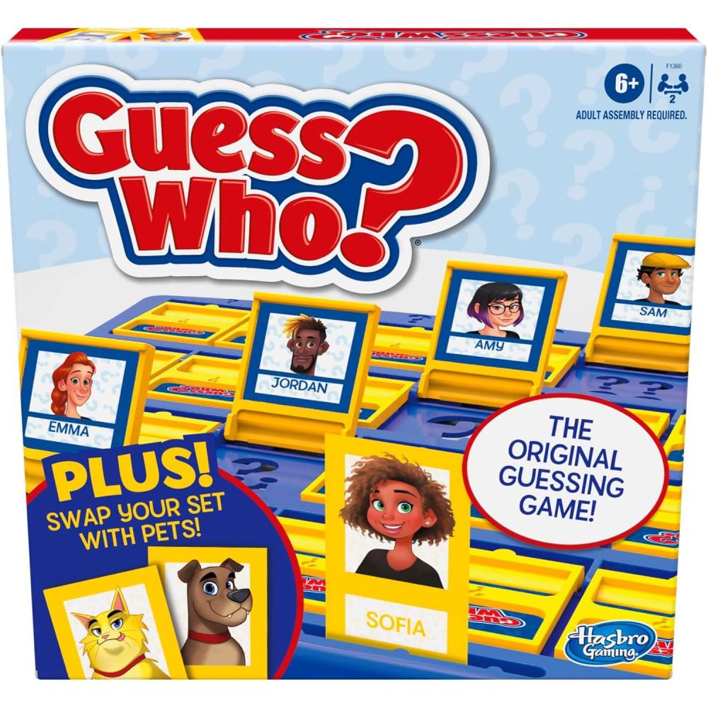 imageHasbro Gaming Guess Who Board Game with People and Pets Cards The Original Guessing Game for Kids Ages 6 and Up Amazon Exclusive