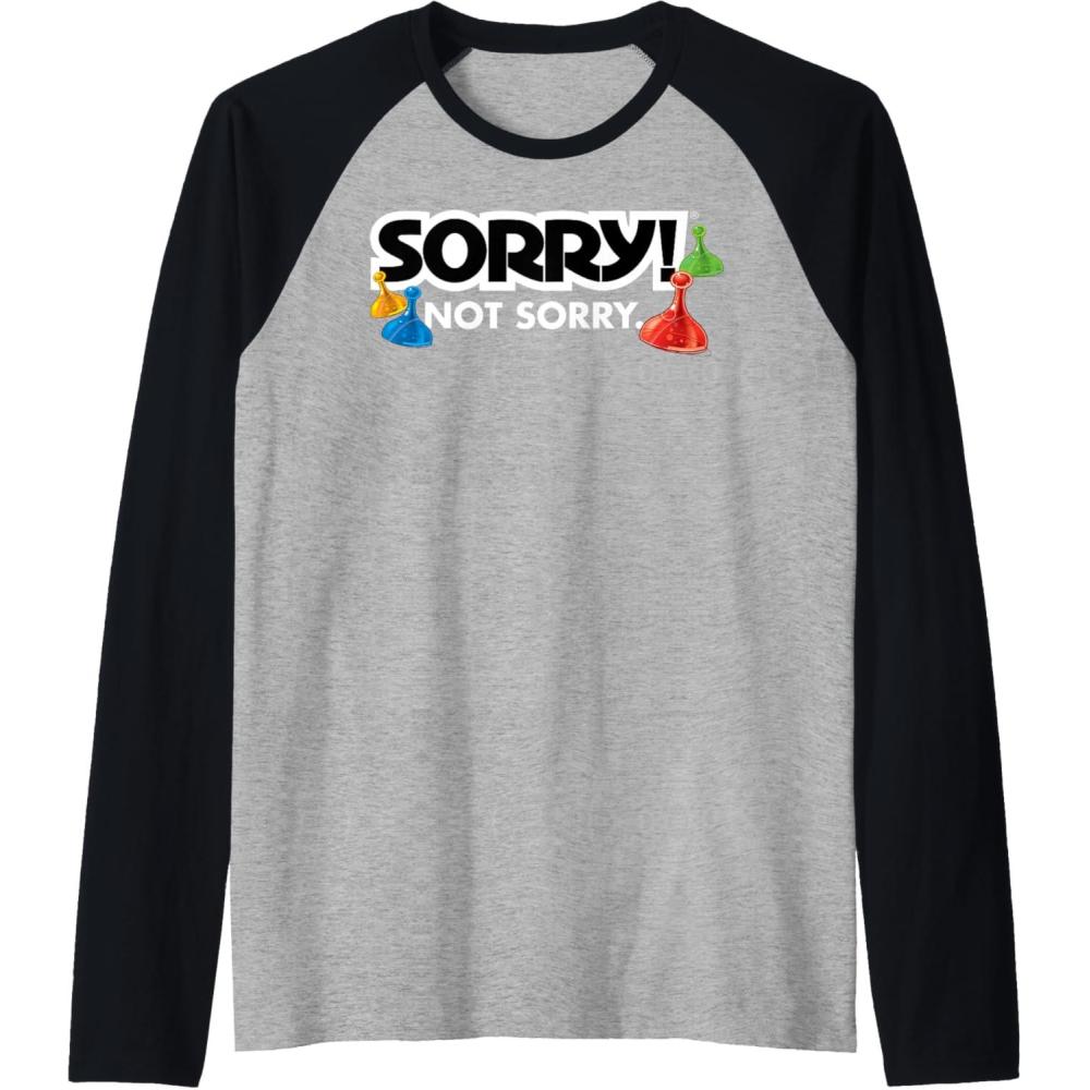 imageNot Sorry Logo Raglan Baseball TeeBlackAthletic Heather
