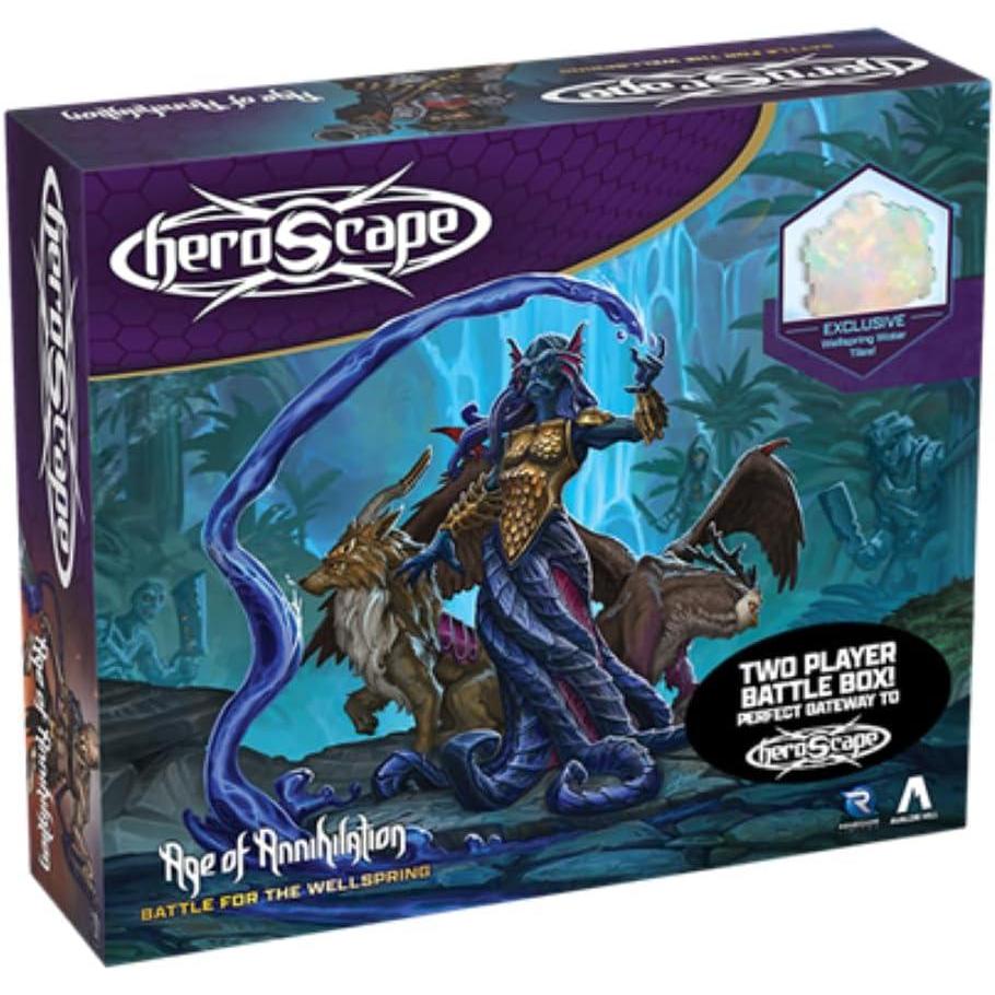 imageRenegade Game Studios Heroscape Battle for The Wellspring Battle Box Standard Edition 2 Players Ages 14 and up Contains 6 Unpainted Miniatures Terrain and Exclusive Wellspring Water Tiles