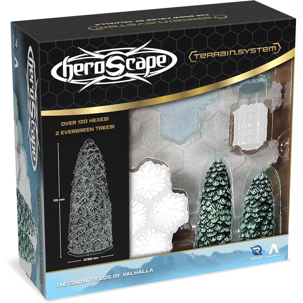 imageRenegade Games Heroscape The Snow Fields of Valhalla Terrain Expansion 36 HexTiles 2 Tree Miniatures Build SnowIce Forest Environments Expansion Content Core Game Needed to Play