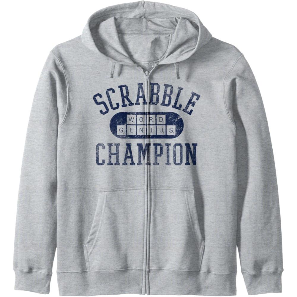 imageScrabble Word Genius Scrabble Champion Zip HoodieHeather Grey